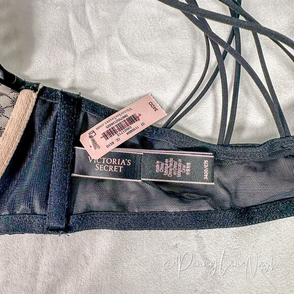NWT Victoria's Secret LUXE Starburst Unlined Plunge Bra Black - Picture 6 of 9